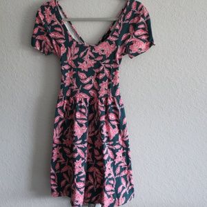 Medium Forever 21 Floral Swoop Neck Dress